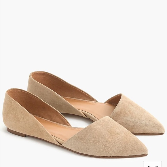 NWOB, J. Crew Factory Zoe suede d'Orsay flats F5310 Saddle 7 shoes tan brown - Picture 1 of 9